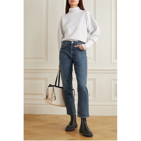 NWT AGOLDE WILDER JEANS MID RISE COMFORT STRAIGHT in HYPE (Dark Wash) SIZE 32 - Picture 1 of 16